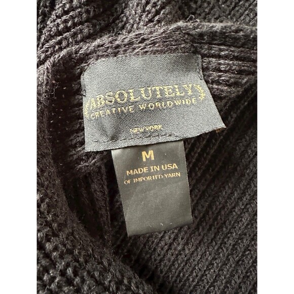 Black Knit Off Shoulder Sweater Medium Minimalist Pullover Open Back Fall Top - Picture 9 of 16